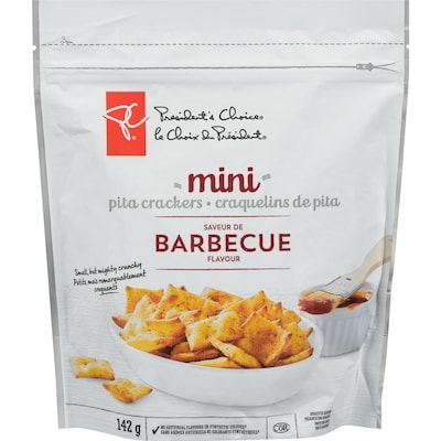 President's Choice Mini Pita Crackers, Barbeque Flavour 142 g, $2.46/100g
