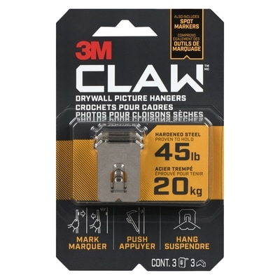 3M Drywall Picture Hangers 45lb 1 ea, $15.00/1ea