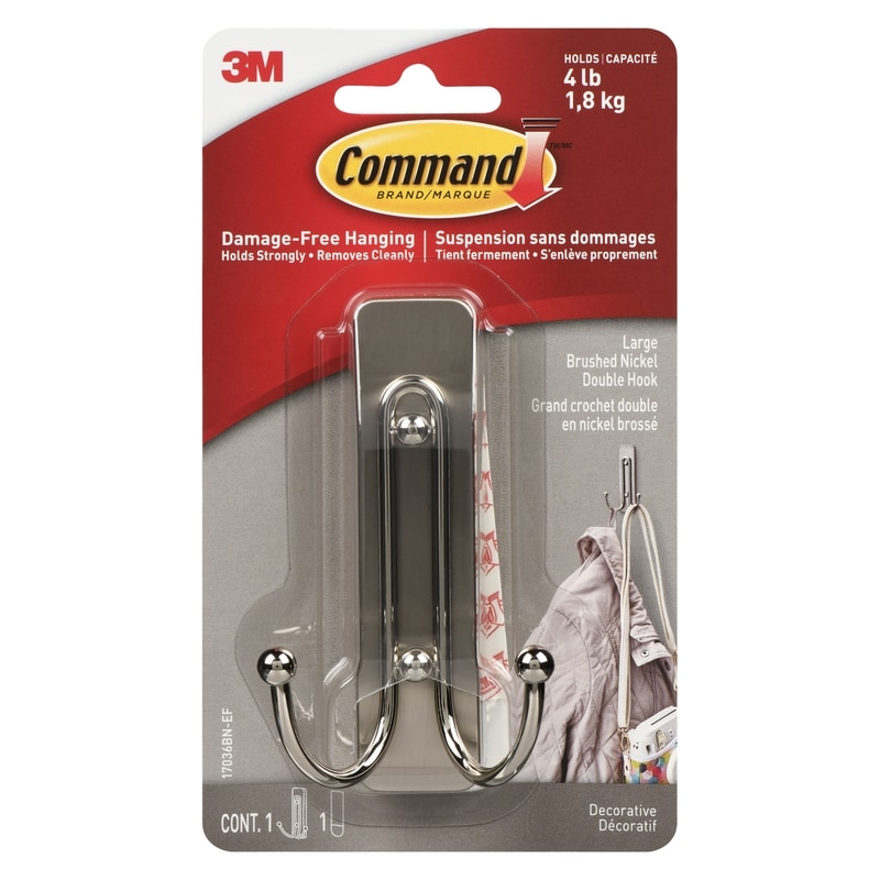 Large Brushed Nickel Double Hook Decorative