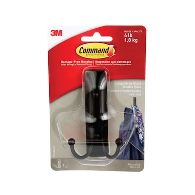 3M Command Double Metal Hook, Matte Black 1 ea, $12.00/1ea