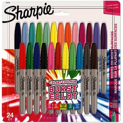 Sharpie Fine Point  Permanent Markers, Assorted Colours, Fine Tip, 24 Pack 24x1.0 ea, $1.27/1ea