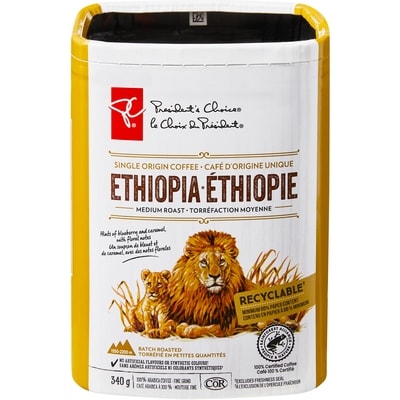le Choix du Président Café d’origine unique Éthiopie torréfaction moyenne mouture fine PCᴹᴰ 340 g, 2,65 $/100g