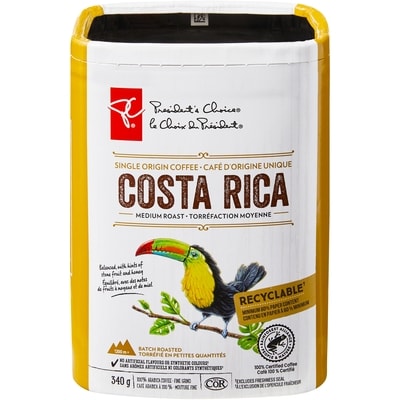 le Choix du Président Café d’origine unique Costa Rica torréfaction moyenne mouture fine PCᴹᴰ 340 g, 2,65 $/100g