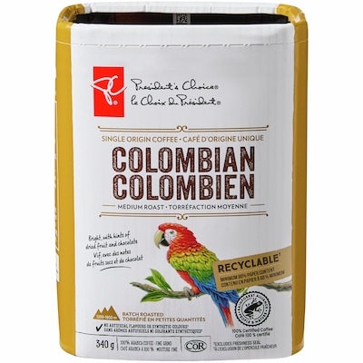 President's Choice PC® Colombian Supremo Single Origin Medium Roast Fine Grind Coffee 340 g, $3.53/100g