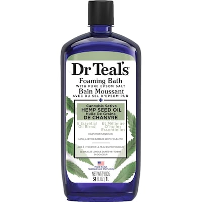 Dr. Teal's Foaming Bath With Pure Epsom Salt Cannabis Sativa Hemp Seed Oil With Essential Oil Blend 1000 ml, $1.12/100ml
