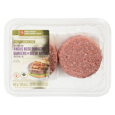 President's Choice Australian Angus Beef Burgers Grass Fed 452 g, $2.43/100g