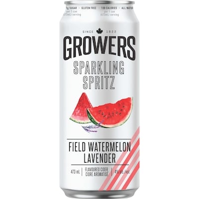 Growers Spritz Flavoured Cider Field Watermelon Lavender (ID required at pick-up) 473 ml, $0.81/100ml