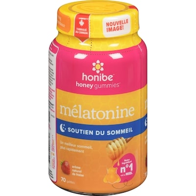 Honibe Mélatonine Aide Au Sommeil Saveur Naturelle De Fraise 70 ea, 0,27 $/1ch