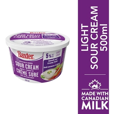 Baxter Sour Cream Light 5% M.F. 500 ml, $1.40/100ml