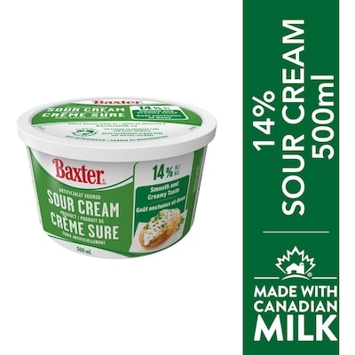 Baxter Sour Cream 14% M.F. 500 ml, $1.40/100ml