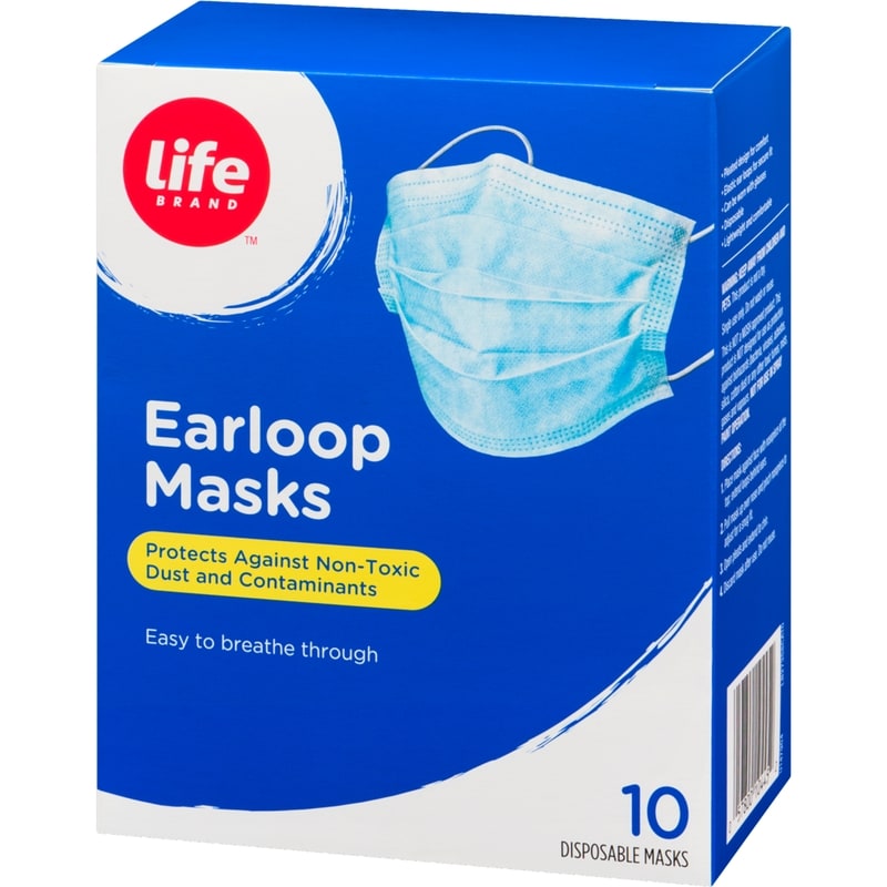 Earloop Masks, 10 Disposable Masks