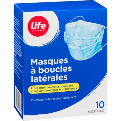 Masques à boucles latérales, 10 masques jetables
