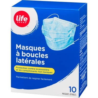 Masques à boucles latérales, 10 masques jetables