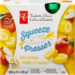 President's Choice Apple Banana Squeeze Fruit Snacks 4x90.0 g, $1.11/100g