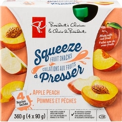 President's Choice Apple Peach Squeeze Fruit Snacks 4x90.0 g, $1.11/100g