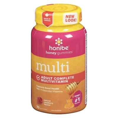 Honibe Complete Adult Multivitamin Natural Raspberry Flavour Bonus Size! 70 ea, $0.26/1ea