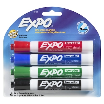 Expo EXPO ASST CHISEL MARKERS 4PK 4x1.0 ea, $2.00/1ea
