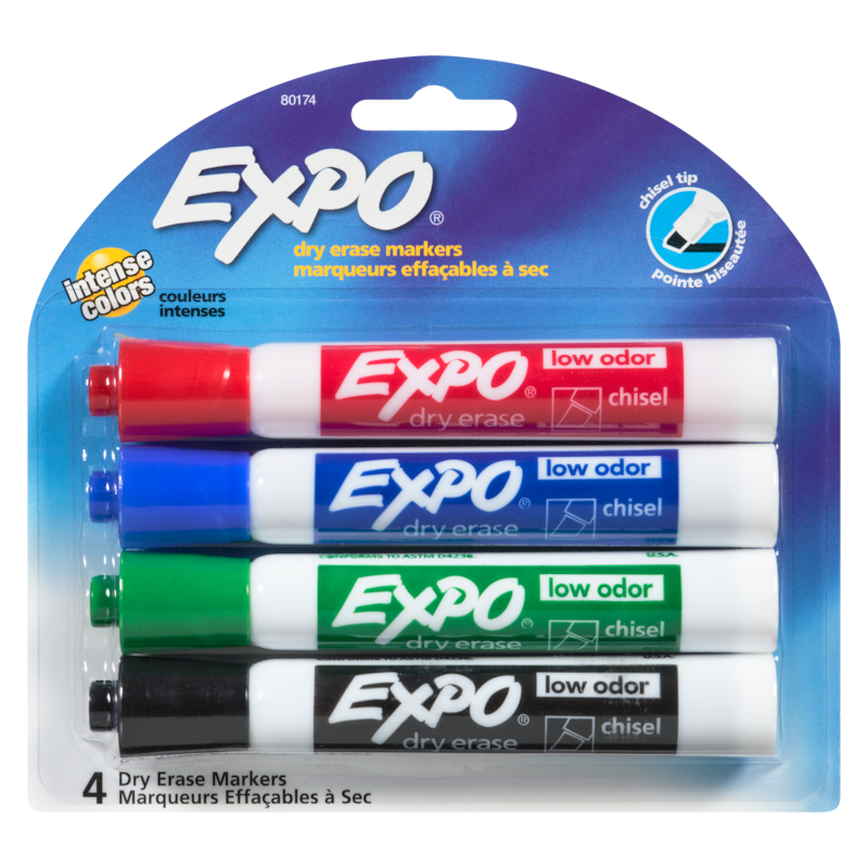 EXPO ASST CHISEL MARKERS 4PK