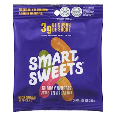 Smart Sweets Bonbons Vers En Gélatine 50 g, 8,98 $/100g
