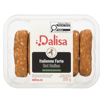 Dalisa Uncooked Preserved Sausages Hot Italian 375 g 375 g, $1.60/100g