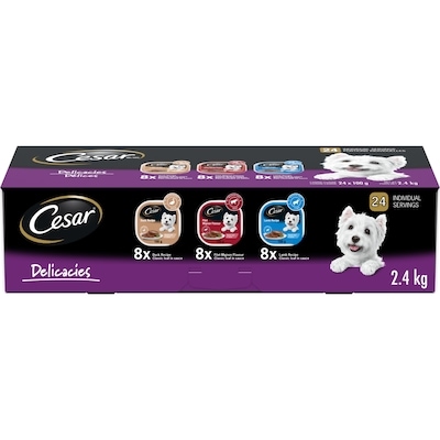 Cesar Classic Loaf In Sauce Adult Wet Dog Food Delicacies Variety Pack 2.4 kg, $1.58/100g
