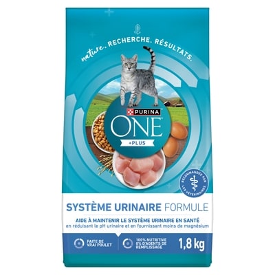 Purina ONE +Plus Formule Système Urinaire, Nourriture Sèche pour Chats 1,8 kg 1.8 kg, 0,86 $/100g