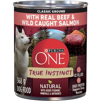 Purina ONE True Instinct Classic Ground Beef & Salmon, Wet Dog Food 368 g, $0.73/100g