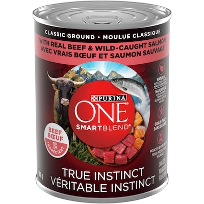 Purina ONE Véritable Instinct Moulue Classique Boeuf et Saumon Sauvage, Nourriture Humide pour Chiens 368 g 368 g, 0,81 $/100g