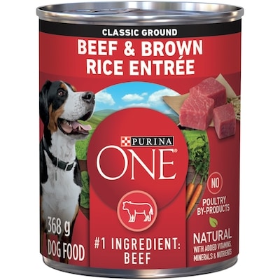 Purina ONE Classic Ground Beef & Brown Rice Entrée, Wet Dog Food 368 g, $0.73/100g