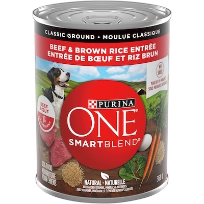 Purina ONE Moulue Classique Entrée de Boeuf et Riz Brun, Nourriture Humide pour Chiens 368 g 368 g, 0,81 $/100g