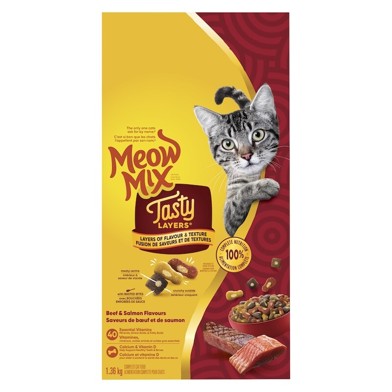 Cat Food, Tasty Layers Beef and Salmon Flavour 1.36kg