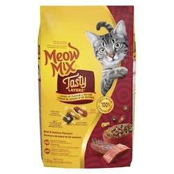 Meow Mixx Tasty Layers Boeuf et Saumon Nourriture Seche Pour Chat 1.36kg  1.36 kg, 0,92 $/100g