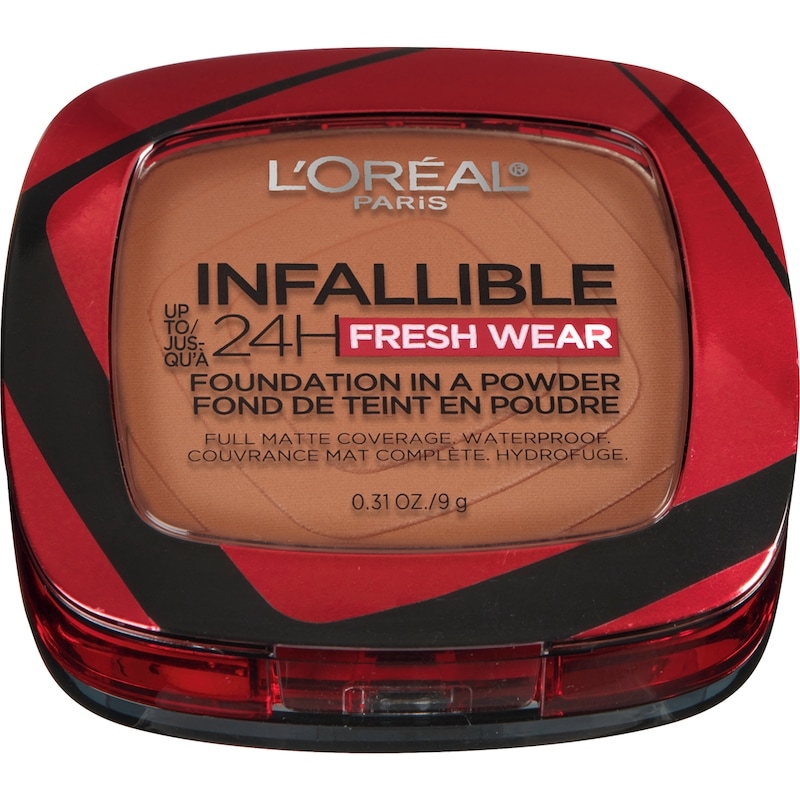 Infallible 24H Fresh Wear In a Powder Foundation, Waterproof Matte Finish Deep Amber 375