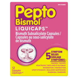 Liquicaps | 5 Symptom Stomach Relief | Regular Strength | 12 Liquicaps