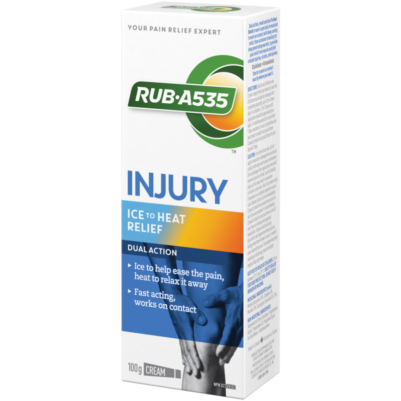 Injury Ice to Heat Relief Cream