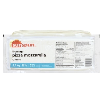 Sunspun Fromage pizza mozzarella 2.4 kg, 1,33 $/100g