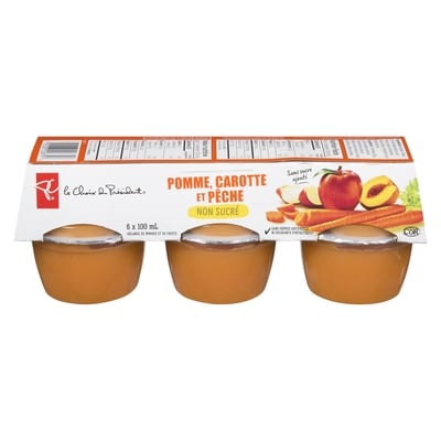 le Choix du Président Pomme, Carotte Et Pêche Non Sucré Mélange De Pommes Et De Fruits 6x100.0 ml, 0,67 $/100ml