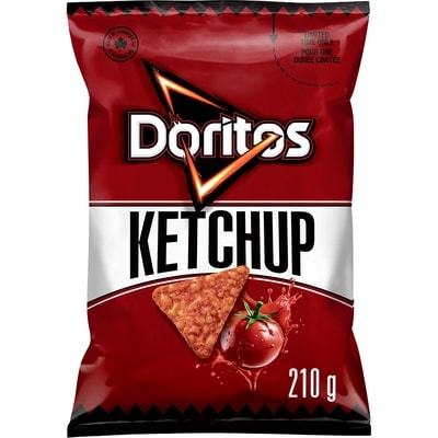 Doritos Ketchup flavoured tortilla chips 210 g, $1.90/100g