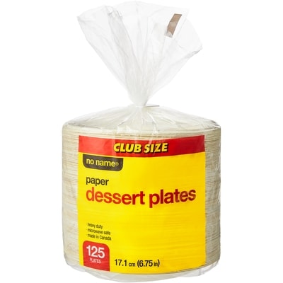 No Name Paper Dessert Plates Club Size   125 ea, $0.12/1ea