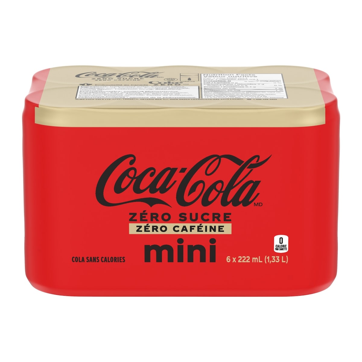Coca-Cola Cola Zero Sucre Zéro Caféine Cannettes 6x222.0 ml, 0,40 $/100ml
