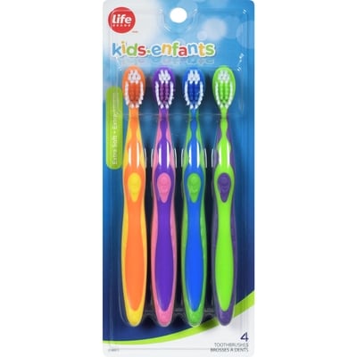 Life Brand Toothbrush for Kids, Extra Soft, Pack of 4 4 ea, $1.25/1ea