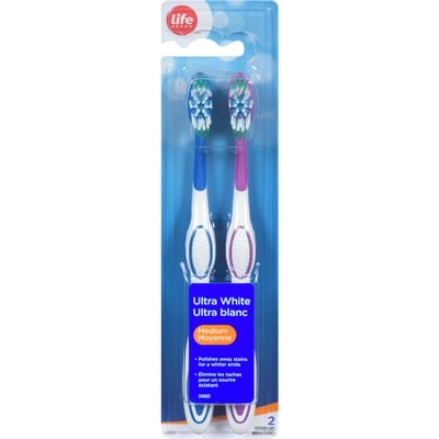 Life Brand Ultra White Medium Toothbrush 2 ea, $2.40/1ea