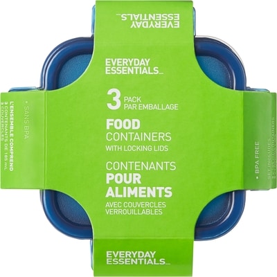 Everyday Essentials Contenant pour aliments avec couvercles verrouillables 185 mL 3 ea, 1,00 $/1ch
