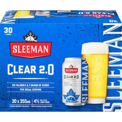 Sleeman Light Beer Clear 2.0 (ID required at pick-up) 30x355.0 ml, $0.53/100ml