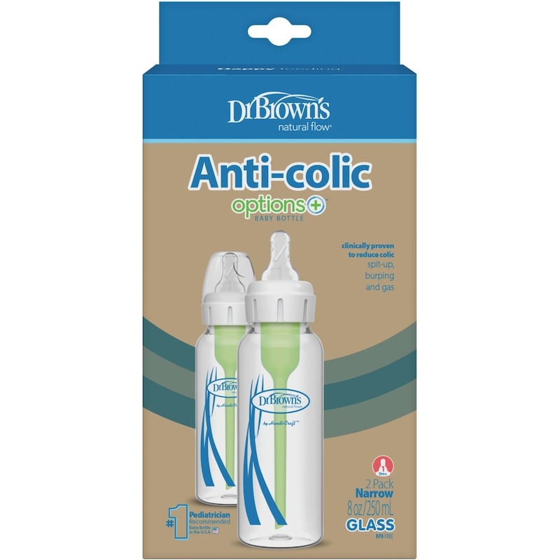 8Oz Options+ Narrow Glass Bottles 2Pk 