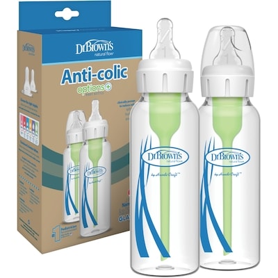 Options+ Biberons En Verre Étroits De 250Ml 2Pk