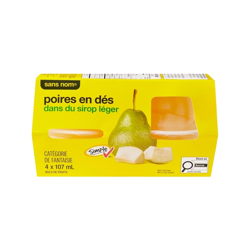 Diced Pears in Light Syrup Fruit Bowls