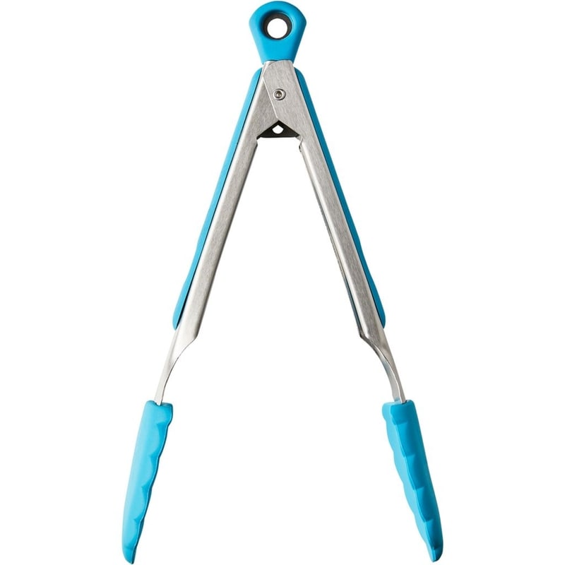 Silicone and Stainless Steel Tongs, Blue