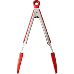 Silicone and Stainless Steel Tongs - Red