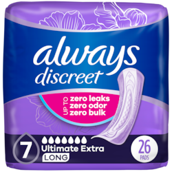 Adult Incontinence Pads for Women, Ultimate Extra Absorbency, Long Length, Postpartum Pads, 26 CT